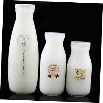 Amazon｜NUOBESTY Ml 6個 耐熱牛乳瓶 キャップ付きガラス牛乳瓶